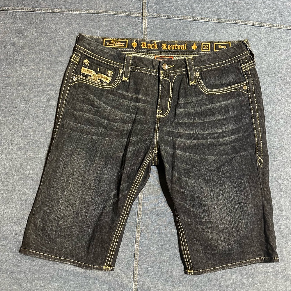 Rock Revival Dark Blue Denim Shorts MAGGIE size 31